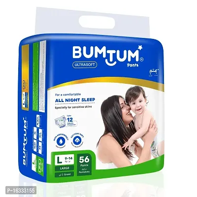 Bumtum Baby Diaper Pants, Large Size, 56 Count, Double Layer Leakage Protection Infused With Aloe Vera, Cottony Soft High Absorb Technology (Pack of 1)-thumb4