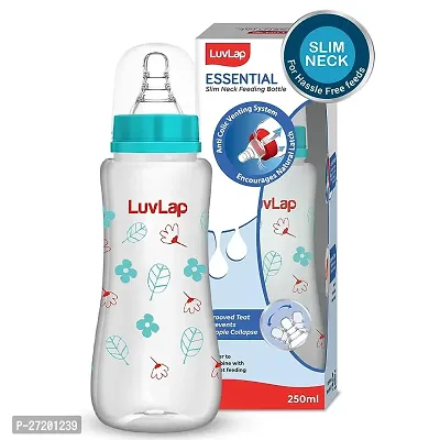 LuvLap Anti-Colic Slim Wild Flowers, BPA-Free Regular Neck Baby Feeding Bottle, 250ml, Green
