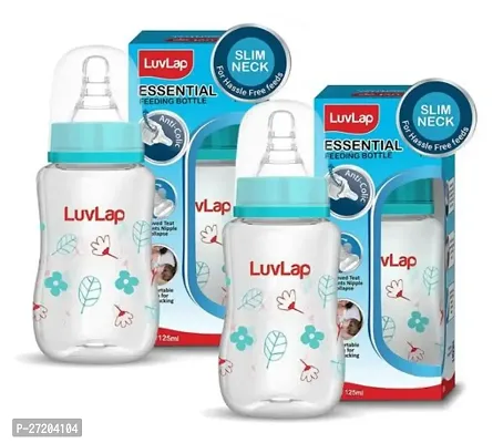 LuvLap Anti-Colic Slim Wild Flowers, BPA-Free Regular Neck Baby Feeding Bottle, 125ml, Green( pack of 2)-thumb0