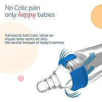 LuvLap Anti-Colic Slim Wild Flowers, BPA-Free Regular Neck Baby Feeding Bottle, 125ml, Blue( pack of 2)-thumb1