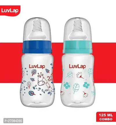 LuvLap Anti-Colic Slim Wild Flowers, BPA-Free Regular Neck Baby Feeding Bottle, 125ml, combo of 2(blue/green)