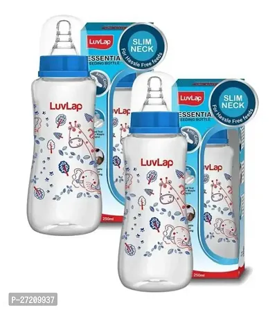 LuvLap Anti-Colic Slim Wild Flowers, BPA-Free Regular Neck Baby Feeding Bottle, 250ml, Blue (Pack of 2)