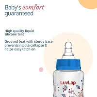 LuvLap Anti-Colic Slim Wild Flowers, BPA-Free Regular Neck Baby Feeding Bottle, 250ml, Blue (Pack of 2)-thumb1