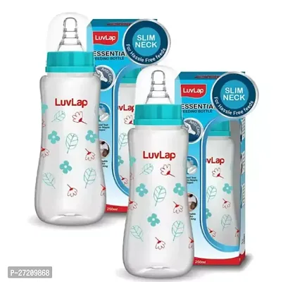 LuvLap Anti-Colic Slim Wild Flowers, BPA-Free Regular Neck Baby Feeding Bottle, 250ml, Green (pack of 2)