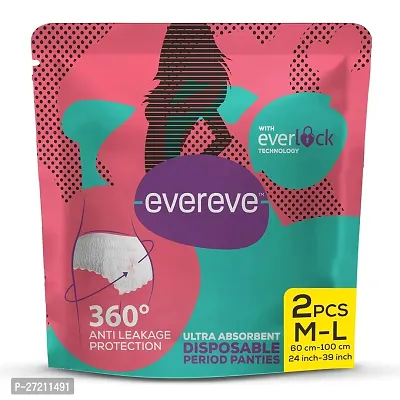 EverEve Ultra Absorbent Disposable Period Panties, M-L, 2's Pack, 0% Leaks, Sanitary protection for women  Girls, Maternity Delivery Pads, 360deg; Protection, Postpartum  Overnight use, Heavy Flow