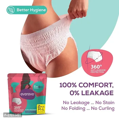 EverEve Ultra Absorbent Disposable Period Panties, M-L, 2's Pack, 0% Leaks, Sanitary protection for women  Girls, Maternity Delivery Pads, 360deg; Protection, Postpartum  Overnight use, Heavy Flow-thumb2