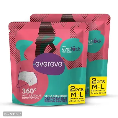 EverEve Ultra Absorbent Disposable Period Panties, M-L, 2x2's Pack, 0% Leaks, Sanitary protection for women  Girls, Maternity Delivery Pads, 360deg; Protection, Postpartum  Overnight use, Heavy Flow-thumb0