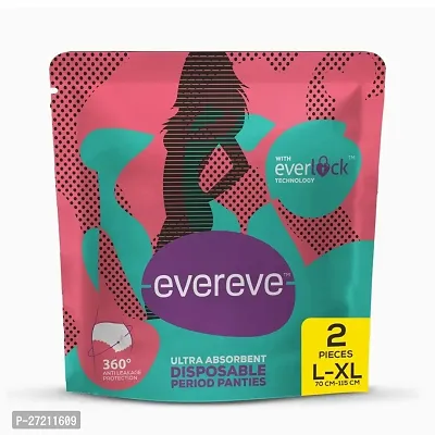EverEve Ultra Absorbent Disposable Period Panties, L-XL 2's Pack, 0% Leaks, Sanitary protection for women  Girls, Maternity Delivery Pads, 360deg; Protection, Postpartum  Overnight use, Heavy Flow
