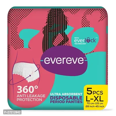 EverEve Ultra Absorbent Disposable Period Panties, L-XL, 5's Pack, 0% Leaks, Sanitary protection for women  Girls, Maternity Delivery Pads, 360deg; Protection, Postpartum  Overnight use, Heavy Flow