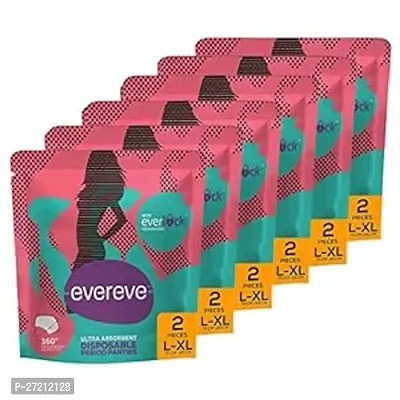 EverEve Ultra Absorbent Disposable Period Panties, L-XL,2X6=12'S Pack, 0% Leaks, Sanitary protection for women  Girls, Maternity Delivery Pads, 360deg; Protection, Postpartum  Overnight use, Heavy Flow-thumb0