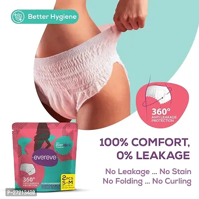EverEve Ultra Absorbent Disposable Period Panties, S-M, 2's Pack, 0% Leaks, Sanitary protection for women  Girls, Maternity Delivery Pads, 360deg; Protection, Postpartum  Overnight use, Heavy Flow-thumb2