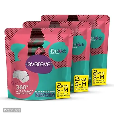 EverEve Ultra Absorbent Disposable Period Panties, S-M, 3x2's Pack, 0% Leaks, Sanitary protection for women  Girls, Maternity Delivery Pads, 360deg; Protection, Postpartum  Overnight use, Heavy Flow