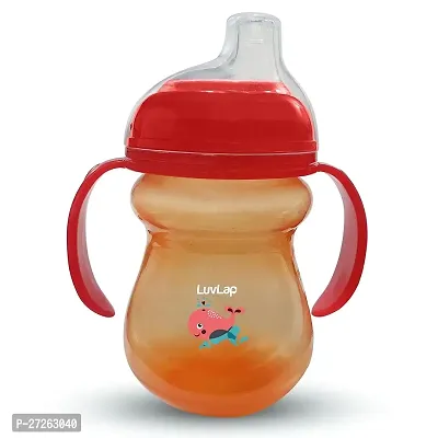 LuvLap Moby Little Spout Sipper for Infant/Toddler, 240ml, Anti-Spill Sippy Cup with Soft Silicone Spout BPA Free, 6m+ (Orange)