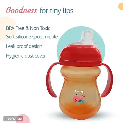 LuvLap Moby Little Spout Sipper for Infant/Toddler, 240ml, Anti-Spill Sippy Cup with Soft Silicone Spout BPA Free, 6m+ (Orange)-thumb2