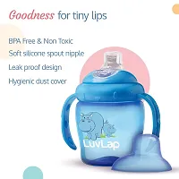 LuvLap Hippo Spout Sipper for Infant/Toddler, 225ml, Anti-Spill Sippy Cup with Soft Silicone Spout BPA Free, 6m+ (Blue)-thumb2