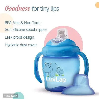 LuvLap Hippo Spout Sipper for Infant/Toddler, 225ml, Anti-Spill Sippy Cup with Soft Silicone Spout BPA Free, 6m+ (Blue)-thumb3