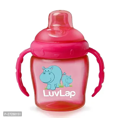 LuvLap Hippo Spout Sipper for Infant/Toddler, 225ml, Anti-Spill Sippy Cup with Soft Silicone Spout BPA Free, 6m+ (Pink)