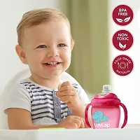 LuvLap Hippo Spout Sipper for Infant/Toddler, 225ml, Anti-Spill Sippy Cup with Soft Silicone Spout BPA Free, 6m+ (Pink)-thumb4