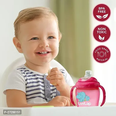 LuvLap Hippo Spout Sipper for Infant/Toddler, 225ml, Anti-Spill Sippy Cup with Soft Silicone Spout BPA Free, 6m+ (Pink)-thumb5