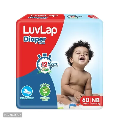 LuvLap Pant Style Baby Diapers, New Born/X-Small (NB/XS), 30 Count, For babies of Upto 5Kg with Aloe Vera Lotion for rash protection, with upto 12hr...-thumb0