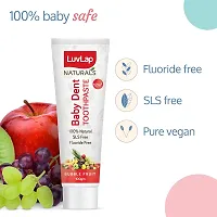LuvLap Naturals 100% Natural Baby Toothpaste 100g, Bubble Fruit Flavour, SLS  Fluoride Free Kids Toothpaste, Removes Plaque, Prevents Bacteria, Ensures White Teeth, Neutral pH, 12M+-thumb1