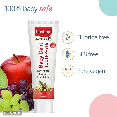LuvLap Naturals 100% Natural Baby Toothpaste 100g, Bubble Fruit Flavour, SLS  Fluoride Free Kids Toothpaste, Removes Plaque, Prevents Bacteria, Ensures White Teeth, Neutral pH, 12M+-thumb2