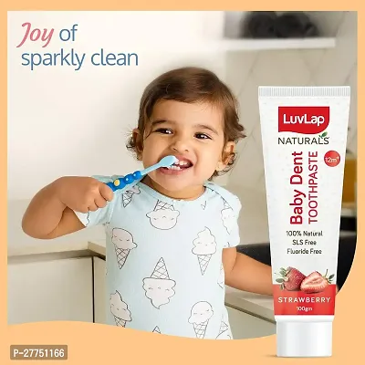 Luv Lap Naturals 100% Natural Baby Toothpaste 100g, Strawberry Flavour, SLS  Fluoride Free Kids Toothpaste, Removes Plaque, Prevents Bacteria, Ensures White Teeth, Neutral pH, 12M+-thumb3