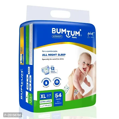 Bumtum Baby Diaper Pants, XL Size, 54 Count, Double Layer Leakage Protection Infused With Aloe Vera, Cottony Soft High Absorb Technology (Pack of 1)