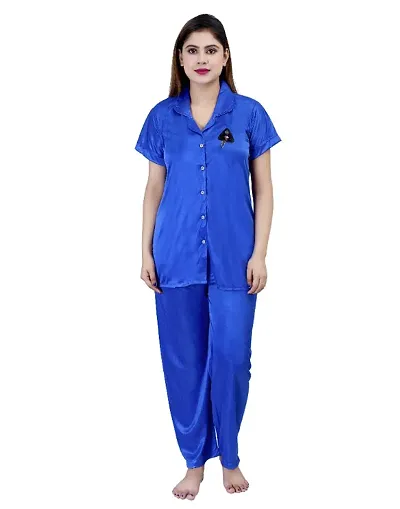 Trendy Satin Solid Nightsuit for Women