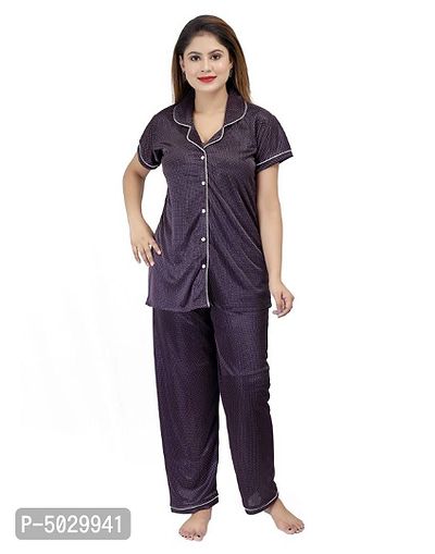 Stylish Satin Top with Pyjama Set For Women-thumb0