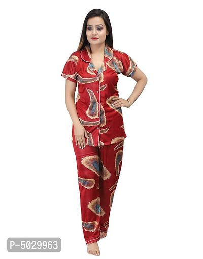 Trendy Satin Top with Pyjama Set for Women