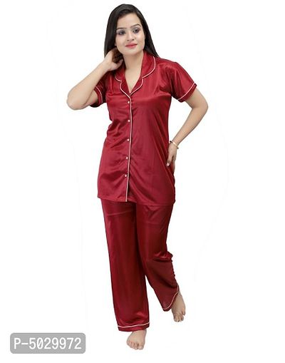 Trendy Satin Top with Pyjama Set for Women