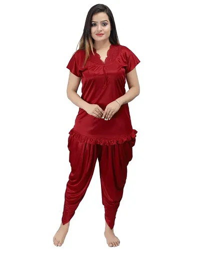 Trendy Satin Solid Nightsuit for Women
