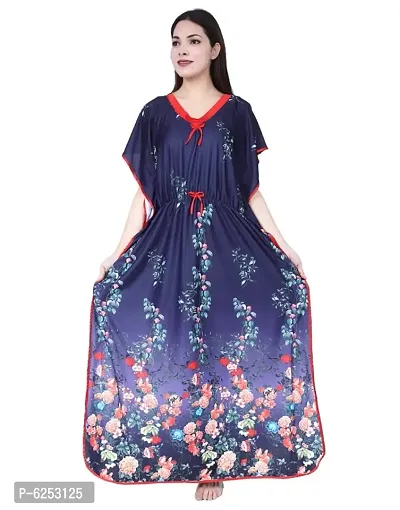 Stunning Satin Digital Printed Kaftan Night Gowns For Women-thumb0