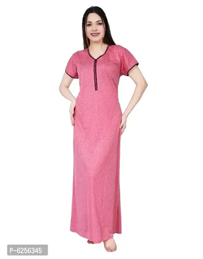 Cotton Hosiery Printed Maternity Nursing Night Gown/Nighty