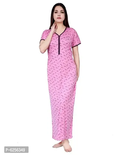 Cotton Hosiery Printed Maternity Nursing Night Gown/Nighty