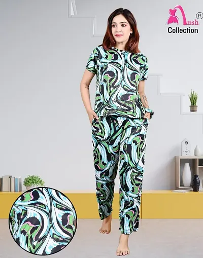 Latest Top And Pajama Including Pockets/Night Suit For Women With Free Scrunchies