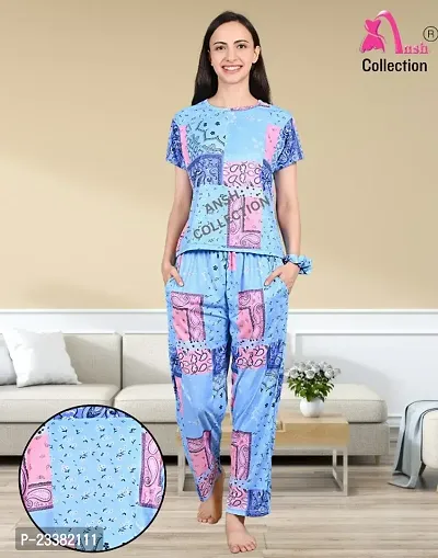 Latest Top And Pajama Including Pockets/Night Suit For Women With Free Scrunchies-thumb0