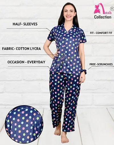 Latest Top And Pajama Including Pockets/Night Suit For Women With Free Scrunchies