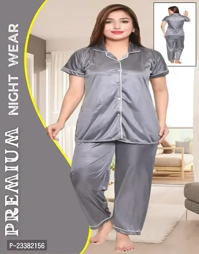 Premium Stylish Satin Night Suit For Women-thumb0