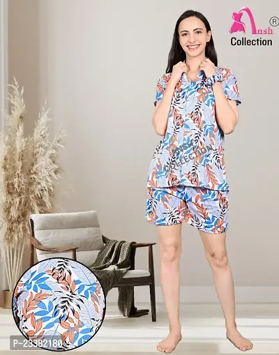 Latest Women Night Suit With Free Scrunchies/Night Short Set-thumb0