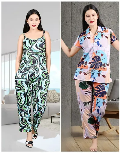 Pack Of 2 Printed Night Suit Combo For Women