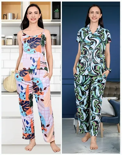 New Launch Printed Night Suit For Women Combo 2