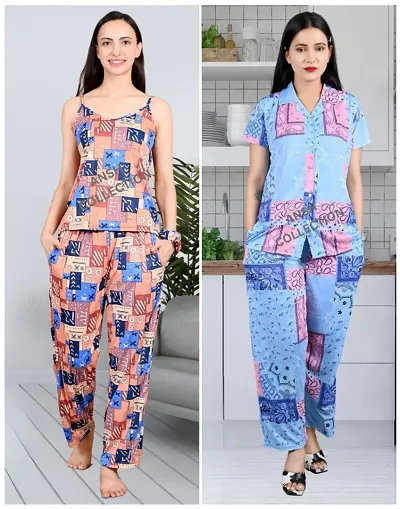 Pack Of 2 Printed Night Suit Combo For Women