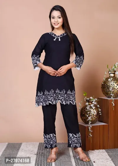 Stylish Rayon Embroidered Kurta Co-ord Set-thumb0