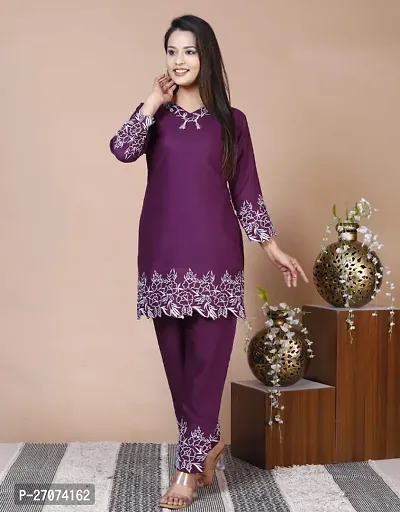 Stylish Rayon Embroidered Kurta Co-ord Set