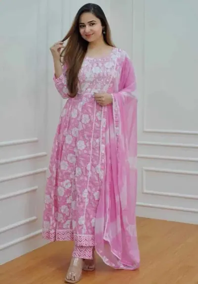 Cotton Kurta, Pant And Dupatta