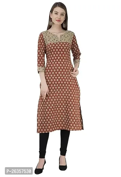 Ruhaaniyatt Women Formal Printed Kurti - Brown