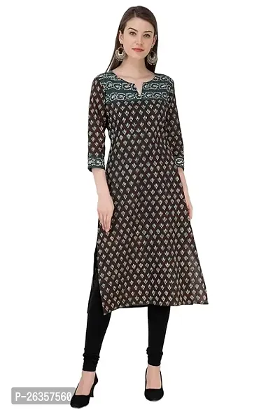 Ruhaaniyatt Women Formal Printed Kurti - Black-thumb0