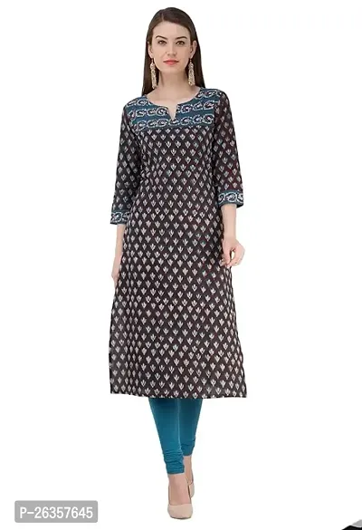 Ruhaaniyatt Women Casual Printed Kurti - Black